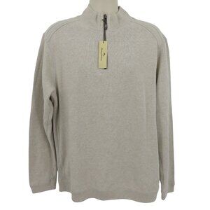 Tommy Bahama Men Large Flip Side Pro Half Zip Reversible Sweater Khaki NEW NWT